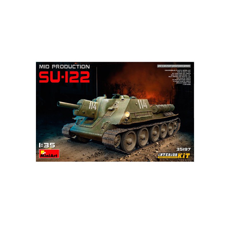 Maquette de Char en plastique SU-122 Mid P. + Intérieur 1/35 Maquette de Char en plastique SU-122 Mid P. + Intérieur 1/35