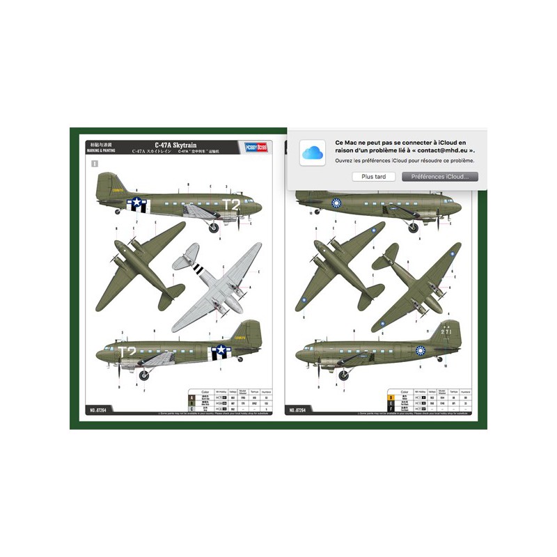 Maquette d'avion en plastique C-47D Skytrain 1/72