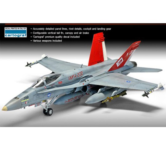 Maquette d'avion en plastique USMC F/A 18A+ VMFA-232 Red Devils 1/72 Maquette d'avion en plastique USMC F/A 18A+ VMFA-232 Red Devils 1/72