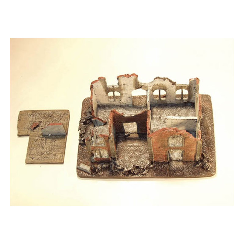 Maquette Diorama montéee et peinte VILLA en RUINES TtAmov 25/28mm