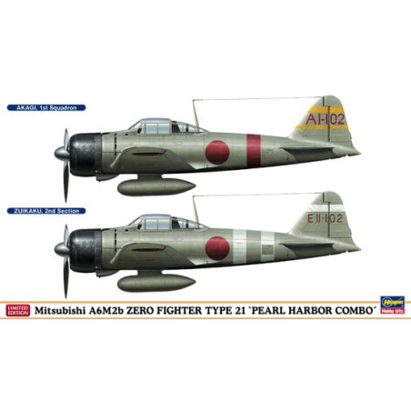 Maquette d'avion en plastique A6M2b ZERO PEARL HARBOR COMBO