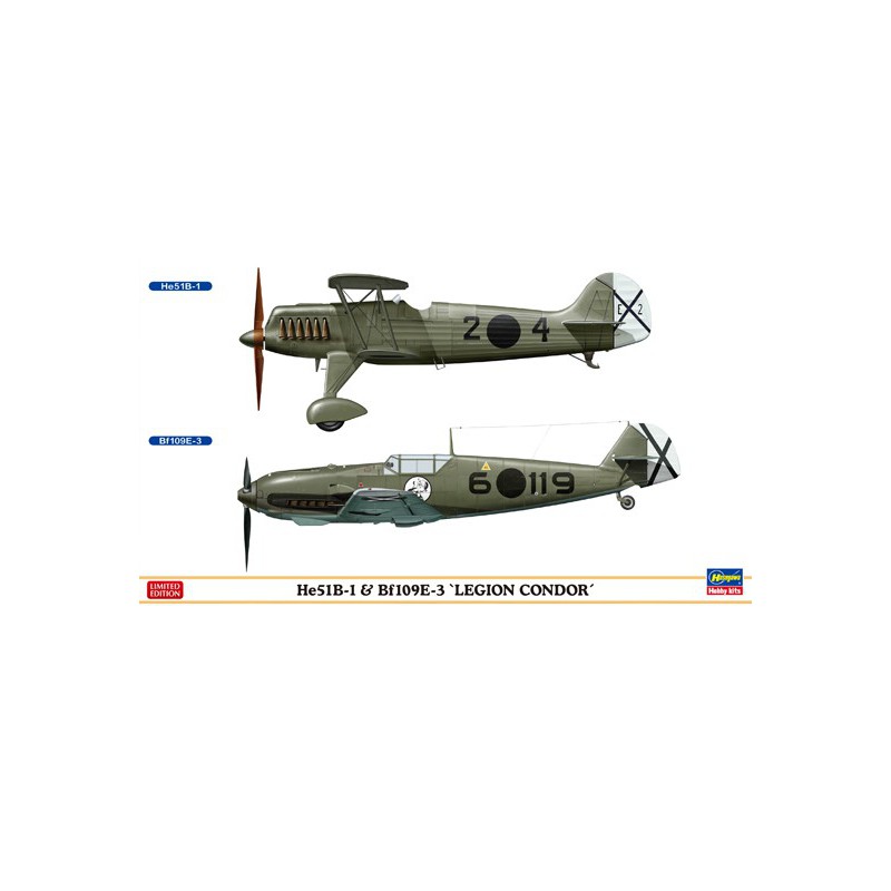Maquette d'avion en plastique He51B-1 & Bf109E-3 1/72
