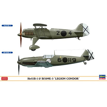 Maquette d'avion en plastique He51B-1 & Bf109E-3 1/72
