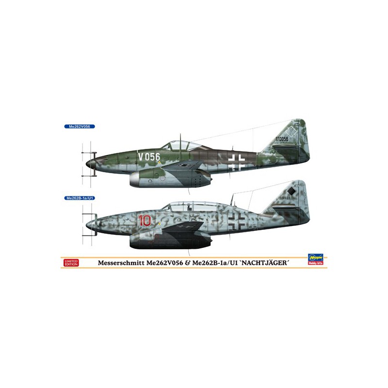 Maquette d'avion en plastique Me 262V056 & Me 262B 1/72
