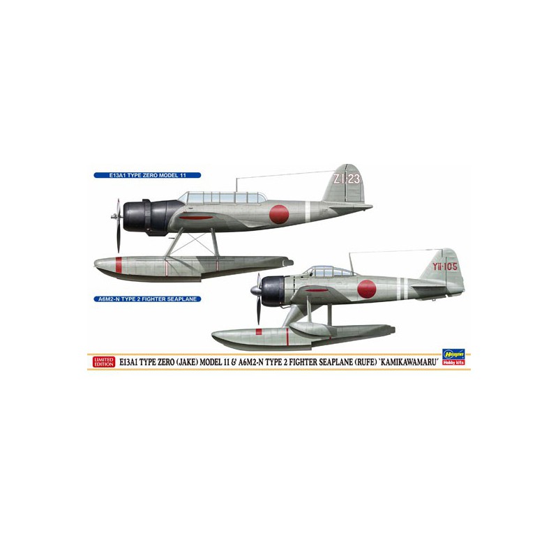 Maquette d'avion en plastique E13A1 TYPE ZERO MODEL 11 + A6M2-N TYPE 2 1/72