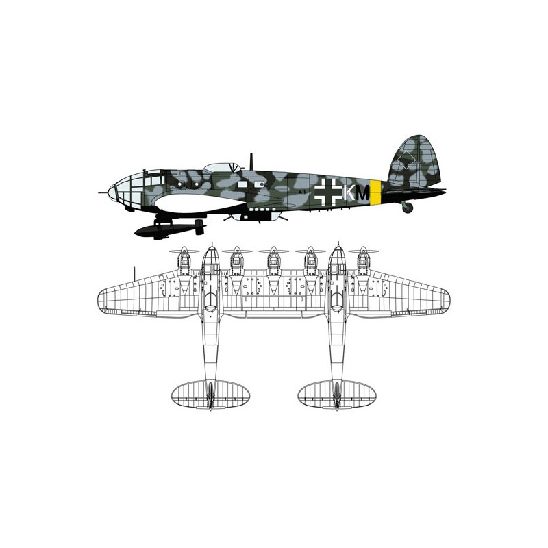 Maquette d'avion en plastique Heinkel He111Z-2 / Bv246 Hagerukorun 1/72