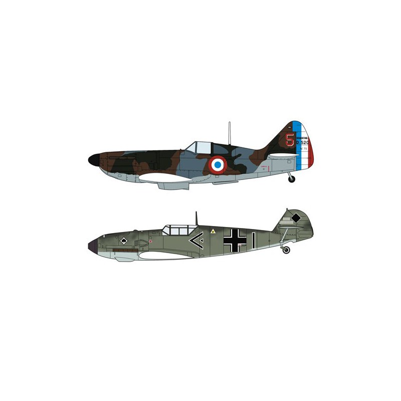 Maquette d'avion en plastique D.520 / Bf109E