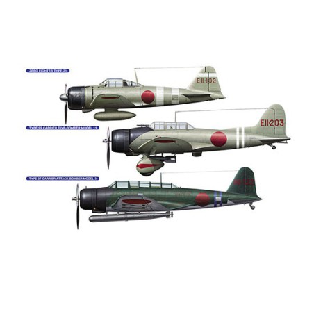 Zero Fighter plastic plane model type 21 & Type 99 Carrier Dive-Bomber Model 11 & Type 97 Carrier Attack-Bomber Model 3 1/48 | S