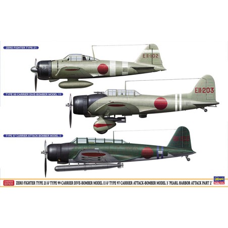 Zero Fighter plastic plane model type 21 & Type 99 Carrier Dive-Bomber Model 11 & Type 97 Carrier Attack-Bomber Model 3 1/48 | S