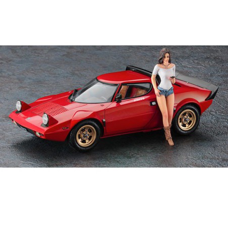 Maquette de voiture en plastique Lancia Stratos HF Stradale + figurine 1/24