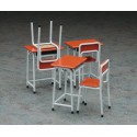 Diorama model mounted and painted tables and school chairs 1/12 | Scientific-MHD