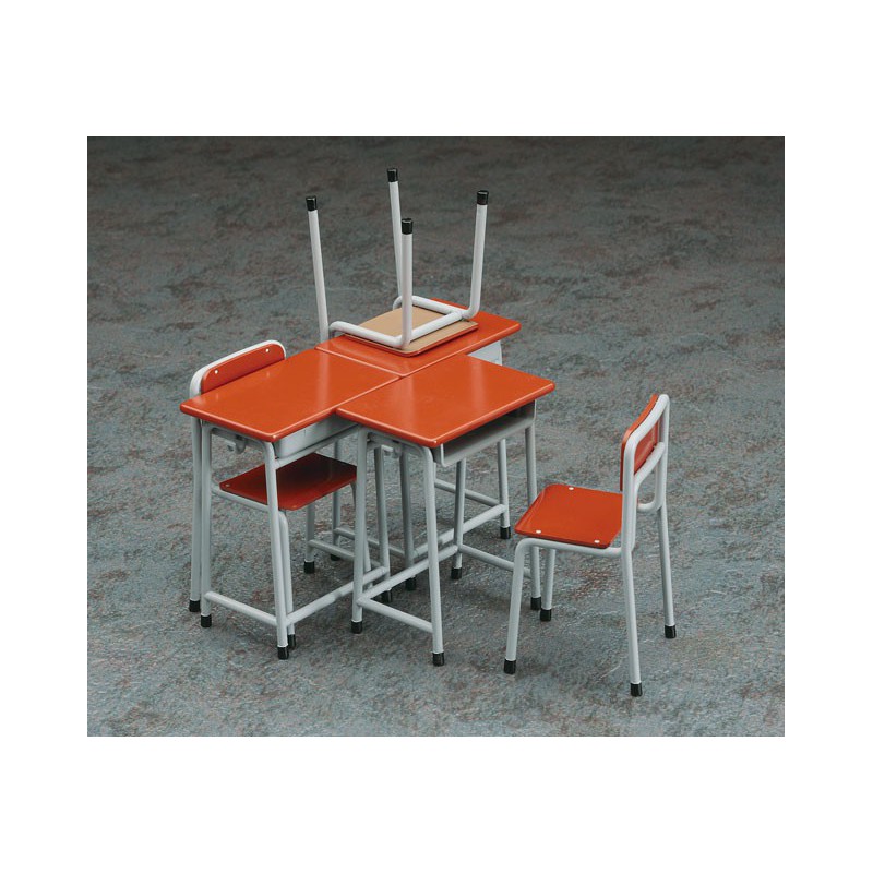 Maquette Diorama montéee et peinte Tables et Chaises d'école 1/12 Maquette Diorama montéee et peinte Tables et Chaises d'école 1/12