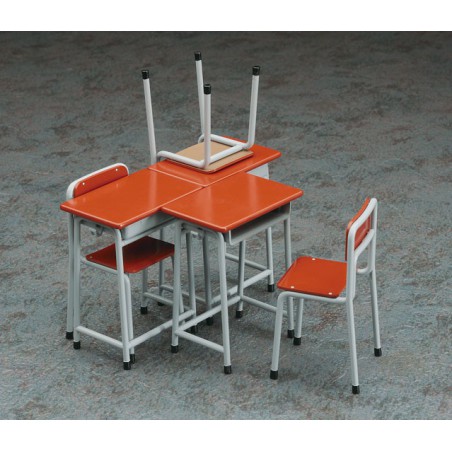 Diorama model mounted and painted tables and school chairs 1/12 | Scientific-MHD