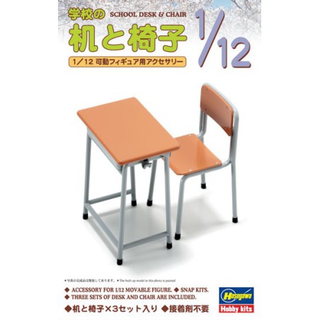 Diorama model mounted and painted tables and school chairs 1/12 | Scientific-MHD