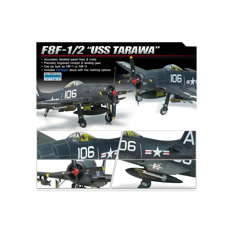 Maquette d'avion en plastique F8F-1 USS TARAWA 1/48 Maquette d'avion en plastique F8F-1 USS TARAWA 1/48