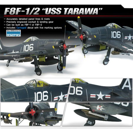 Maquette d'avion en plastique F8F-1 USS TARAWA 1/48