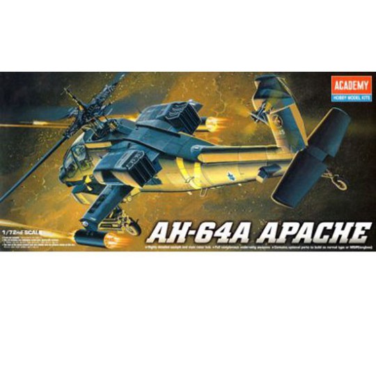 Maquette d'hélicoptère en plastique AH-64A Apache 1/72