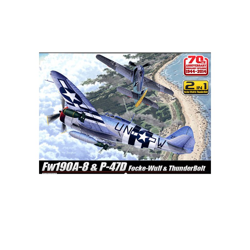 Maquette d'avion en plastique D-DAY P-47& FW190A-8 Combo 1/72 Maquette d'avion en plastique D-DAY P-47& FW190A-8 Combo 1/72