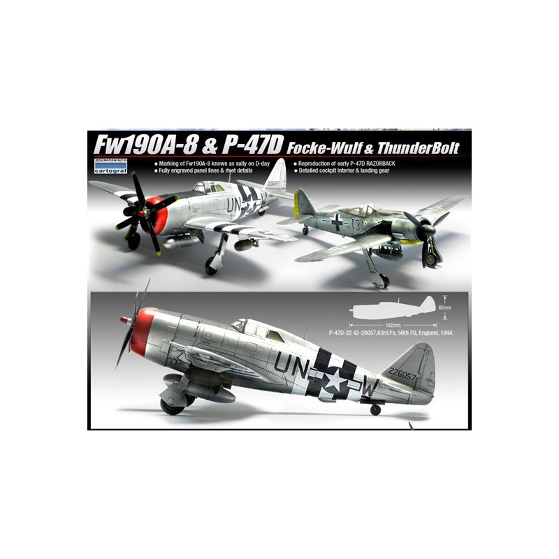 Maquette d'avion en plastique D-DAY P-47& FW190A-8 Combo 1/72 Maquette d'avion en plastique D-DAY P-47& FW190A-8 Combo 1/72