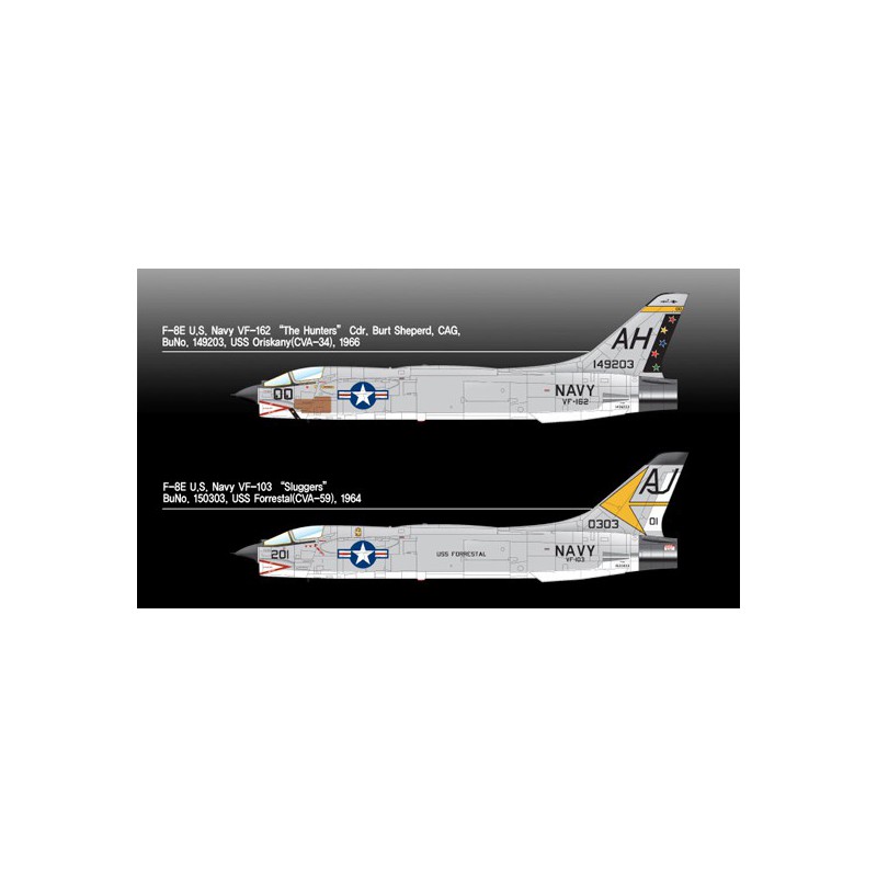 Maquette d'avion en plastique USN F-8E VF-162 The Hunters 1/72 Maquette d'avion en plastique USN F-8E VF-162 The Hunters 1/72