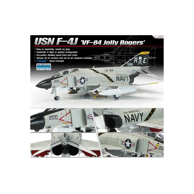 Maquette d'avion en plastique USN F-4j Phantom 1/72 Maquette d'avion en plastique USN F-4j Phantom 1/72