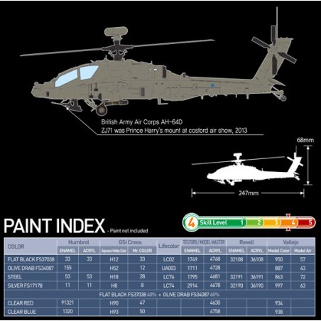 Maquette d'hélicoptère en plastique AH-64 Afganistan 1/72
