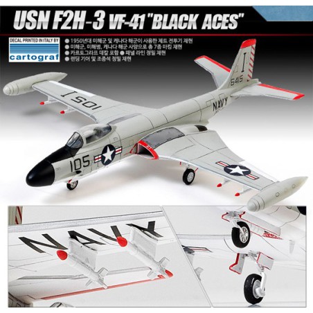 USN F2H-3 Kunststoffebene Modell schwarze Asse 1/48 | Scientific-MHD