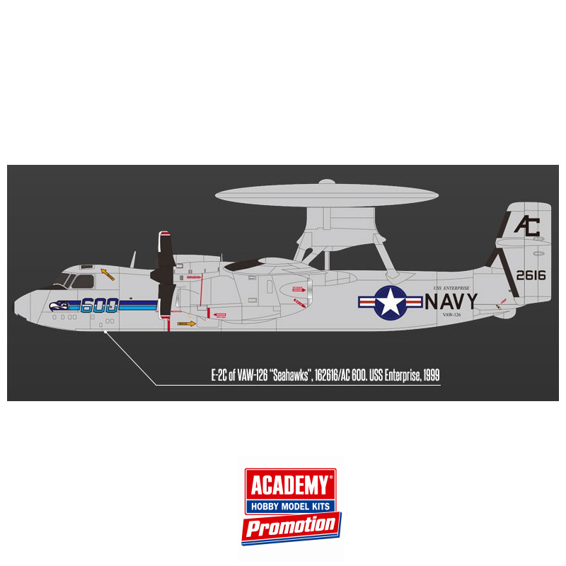 Hobby Master 1/72 E-2C Hawkeye NK600 USN VAW-113 'Aquile Nere' - Modello Aereo Diecast