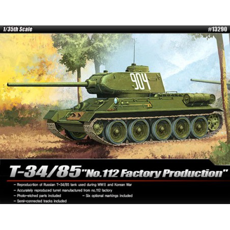 Maquette de Char en plastique T34/85 N°112 Factory Prod.1/35