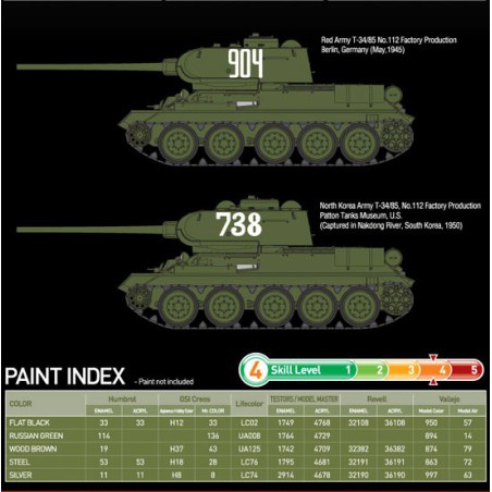 Maquette de Char en plastique T34/85 N°112 Factory Prod.1/35