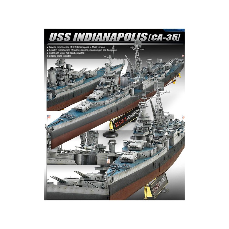 Maquette de Bateau en plastique U.S.S CA-35 Indianapolis 1/350