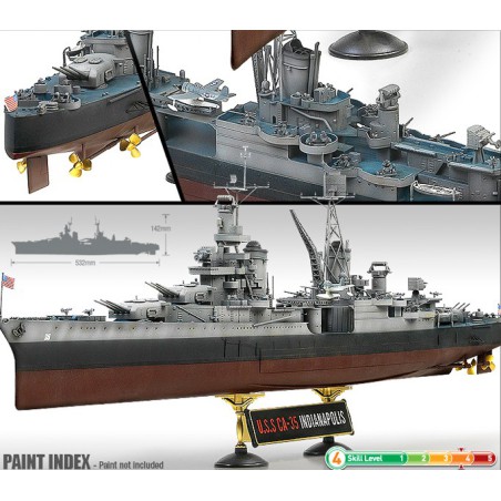 Maquette de Bateau en plastique U.S.S CA-35 Indianapolis 1/350