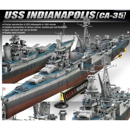 Maquette de Bateau en plastique U.S.S CA-35 Indianapolis 1/350