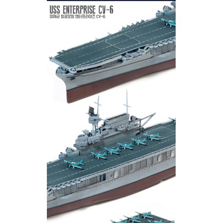 Maquette de Bateau en plastique USS Enterprise CV-6 M.E. 1/700