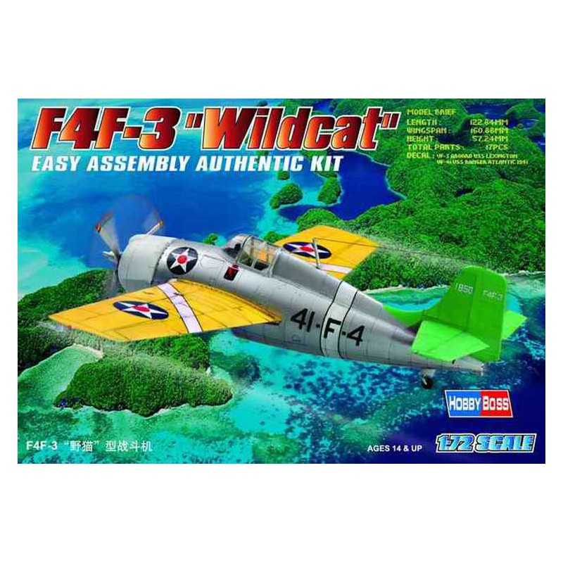 Maquette d'avion en plastique F4F-3 WILDCAT 1/72