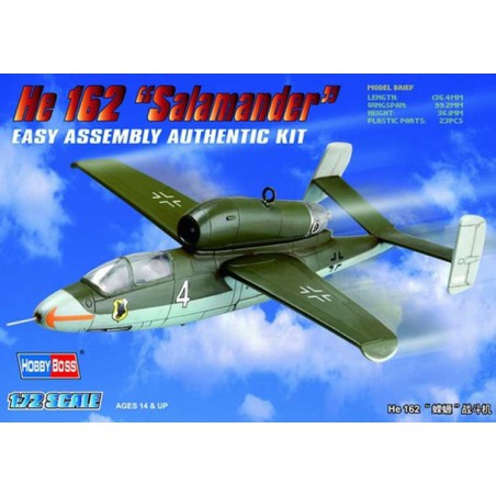 Kunststoffflugzeugmodell He 162 Salamender 1/72 | Scientific-MHD