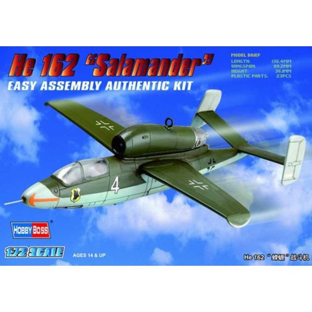 Maquette d'avion en plastique He 162 Salamender 1/72