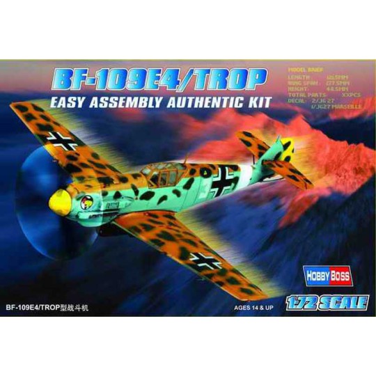 Maquette d'avion en plastique BF 109 E-4 Trop 1/72 Maquette d'avion en plastique BF 109 E-4 Trop 1/72