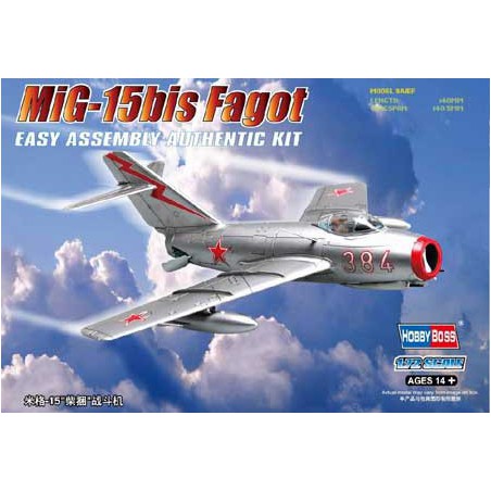 Maquette d'avion en plastique MIG-15 Bis Fagot 1/72