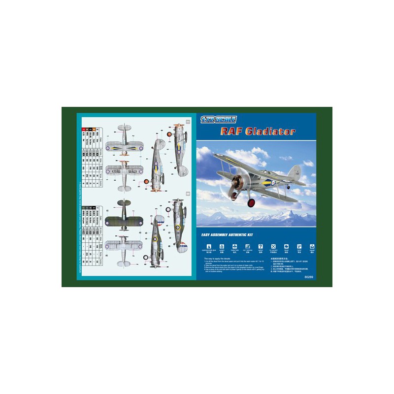 Maquette d'avion en plastique RAF Gladiator 1/72