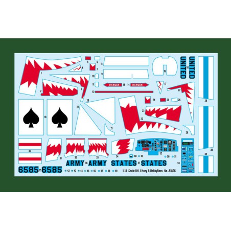 Maquette d'hélicoptère en plastique UH-1 Huey B 1/18