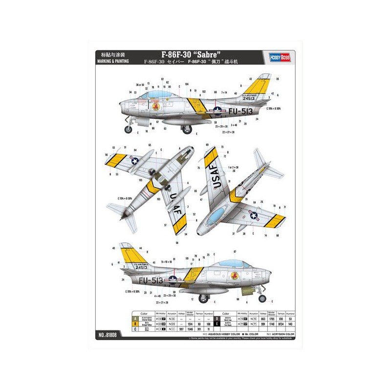 Maquette d'avion en plastique F-86 Sabre 1/18