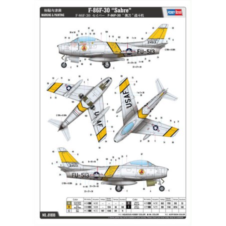 Maquette d'avion en plastique F-86 Sabre 1/18