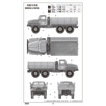 Maquette de camion en plastique Russian URAL-4320 Truck 1/72