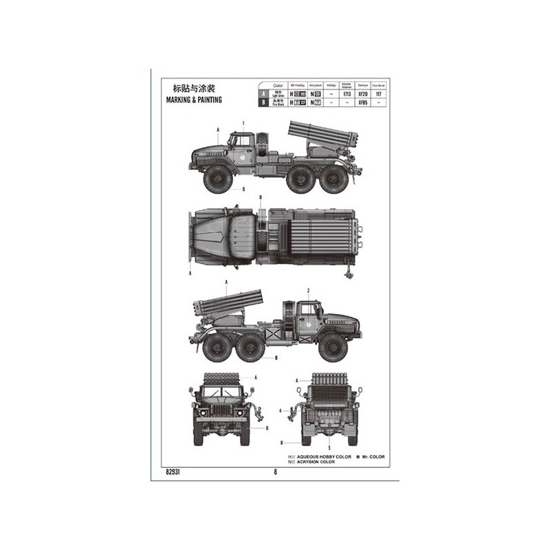 Maquette de camion en plastique BM-21 Grad Rocket Launcher 1/72
