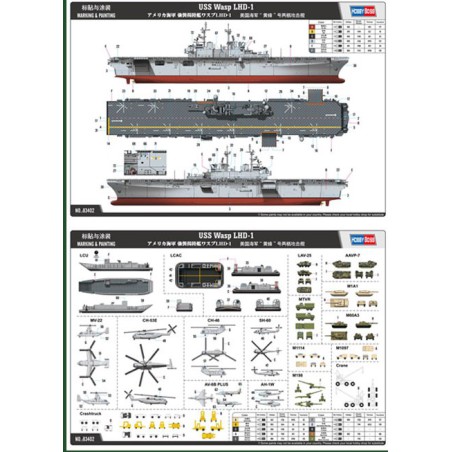 Plastic boat model Porte A. USS Wasp LHD-1 1/700 | Scientific-MHD