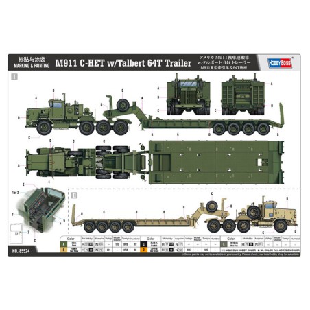 Maquette de camion en plastique M911 C-HET w/Talbert 64T Trailer 1/35