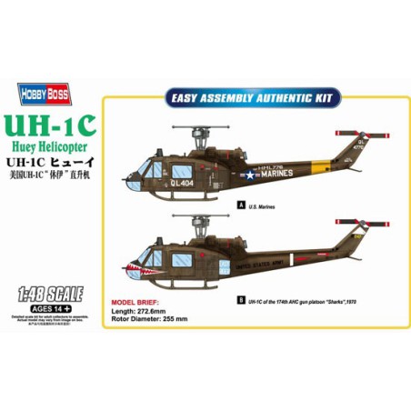 Maquette d'hélicoptère en plastique UH-1C Helicopter 1/48