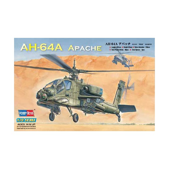Maquette d'hélicoptère en plastique AH-64A Apache Hélicoptère 1/72