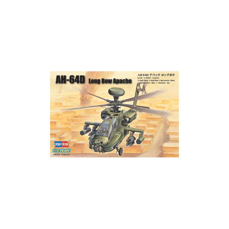 Maquette d'hélicoptère en plastique AH-64D Apache Helicoptere 1/72